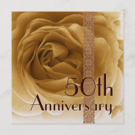 50周年招待状-金ゴールドバラ 招待状