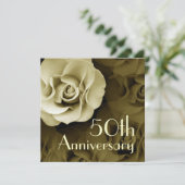 50周年招待状-金ゴールドバラ 招待状 (スタンド正面)