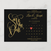 50周年日付カレンダー金ゴールドハートの保存 ポストカード (正面)