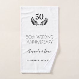 50周年白結婚黒リース バスタオルセット