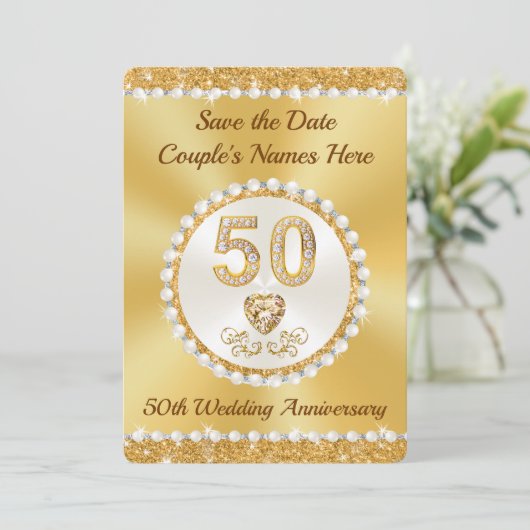 50周年素晴らしの日付を保存する、カード 招待状 (スタンド正面)