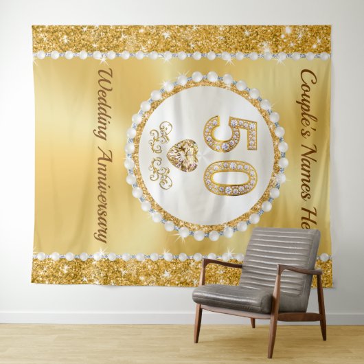 50周年素晴らしを迎えるゴールデンを背景に タペストリー (インサイチュ(横))