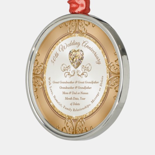 50周年素晴らしオーナメント、祖父母 メタルオーナメント (左)