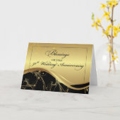 50周年経結婚済ブラック&金ゴールド カード (黄色い花)