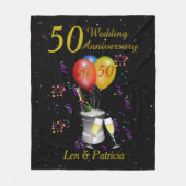 50周年結婚お祝いパーソナライズされた フリースブランケット (正面)