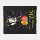 50周年結婚お祝いパーソナライズされた フリースブランケット (正面(横))