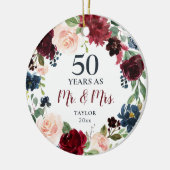 50周年結婚したパーソナライズされたフローラ セラミックオーナメント (左)