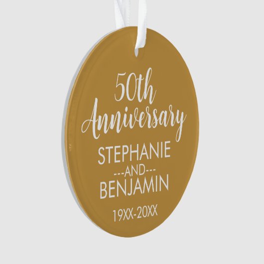 50周年結婚で金ゴールドカラー写真を編集 オーナメント (正面)