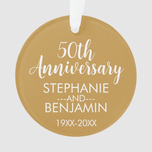 50周年結婚で金ゴールドカラー写真を編集 オーナメント (正面)