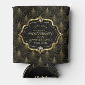 50周年結婚と金ゴールドアールデコパターン 缶クーラー (正面)