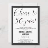 50周年結婚の白黒モダン 招待状 (正面)