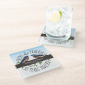 50周年結婚の羽のブルーバード ガラスコースター (アングル)