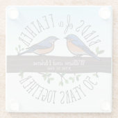 50周年結婚の羽のブルーバード ガラスコースター (裏面)