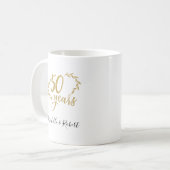 50周年結婚の贈り物金ゴールドグリッター コーヒーマグカップ (正面左)