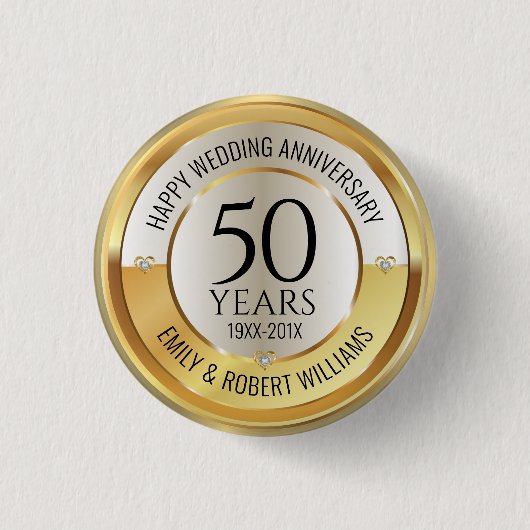 50周年結婚の黒人と元 缶バッジ (正面)