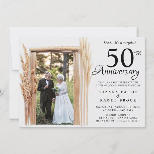 50周年結婚を迎える今の写真 招待状 (正面)