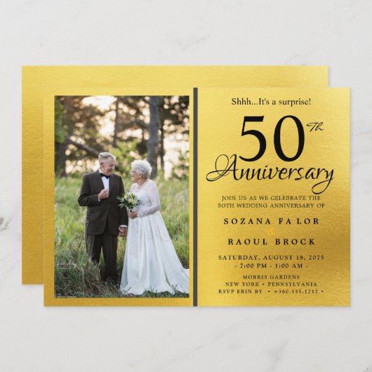 50周年結婚を迎える今の写真 招待状 (正面/裏面)