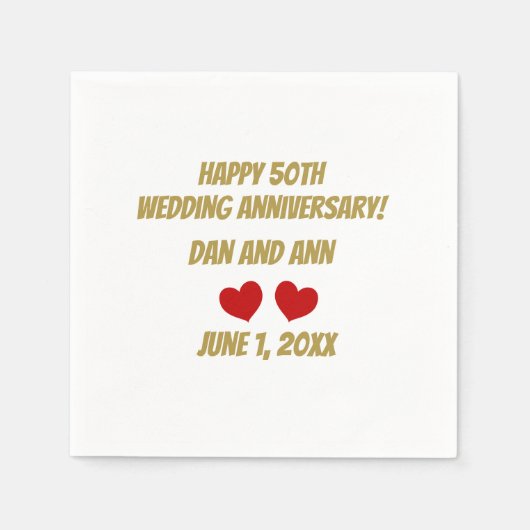 50周年結婚を迎える スタンダードカクテルナプキン (正面)