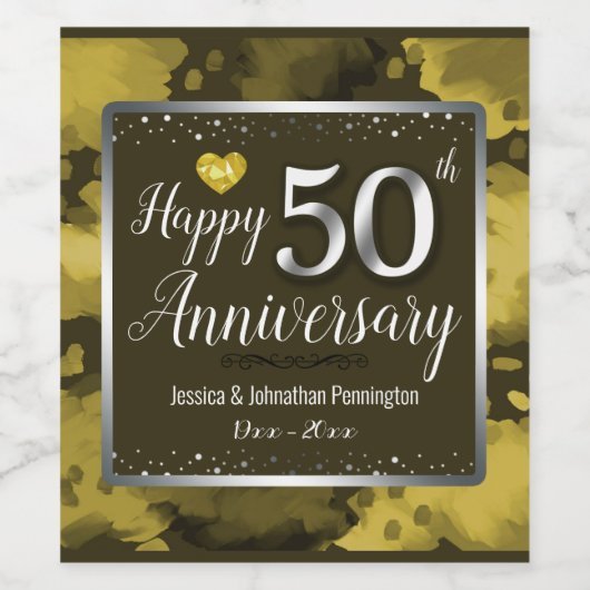 50周年結婚を迎える ワインラベル (シングルラベル)