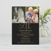 50周年結婚を迎え、今は2枚の写真 招待状 (スタンド正面)