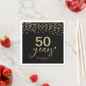 50周年結婚シックなブラック&金ゴールド スタンダードカクテルナプキン (インサイチュ)