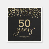50周年結婚シックなブラック&金ゴールド スタンダードカクテルナプキン (正面)