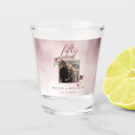 50周年結婚バラ金ゴールドグリッター ショットグラス