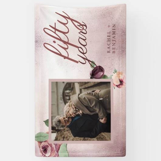 50周年結婚バラ金ゴールドフローラ 横断幕 (縦)