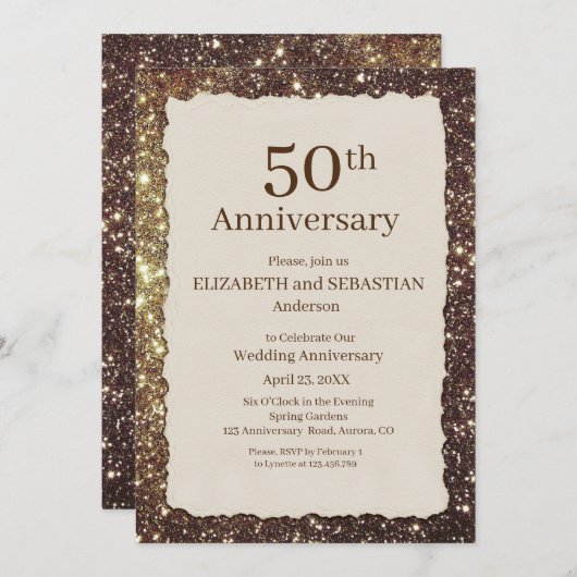 50周年結婚パーティの招待状 招待状 (正面/裏面)