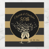 50周年結婚ブラック金ゴールドシックエレガント ワインラベル (シングルラベル)