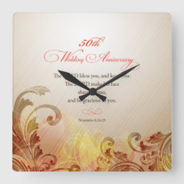 50周年結婚主、主賛美&保 スクエア壁時計