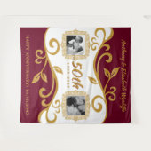 50周年結婚写真を追加する赤金ゴールド タペストリー (正面(横))