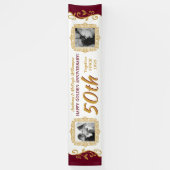 50周年結婚写真を追加する赤金ゴールド 横断幕 (縦)