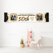50周年結婚写真金ゴールドブラックを追加 横断幕 (インサイチュ)