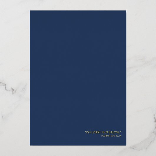 50周年結婚招待状ネイビーブルー 箔招待状 (裏面)