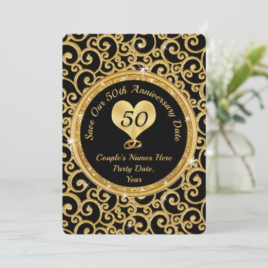 50周年結婚日付カードを保存 招待状 (スタンド正面)