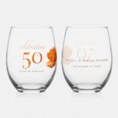 50周年結婚桃のカスタマイズバラ贈り物 ステムなしワイングラス (正面)