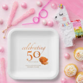 50周年結婚桃エレガントバラ名 ペーパープレート (パーティー)