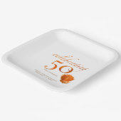 50周年結婚桃エレガントバラ名 ペーパープレート (傾斜あり)