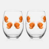 50周年結婚桃バラ名ギフト ステムなしワイングラス (左)