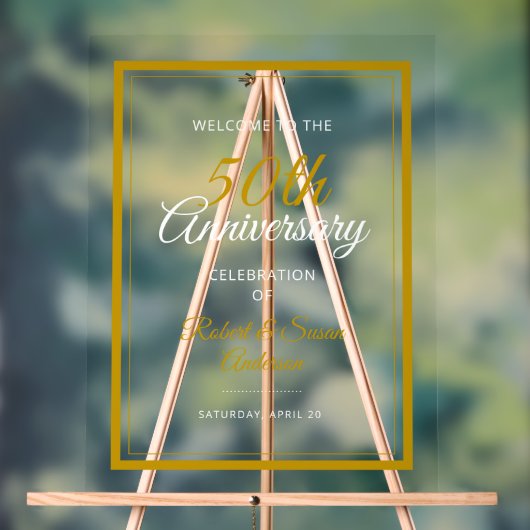 50周年結婚歓迎 アクリルサイン (ニュートラル)