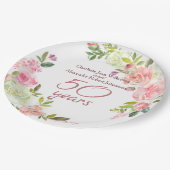 50周年結婚水彩バラ ペーパープレート (アングル)