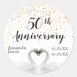50周年結婚白豚金ゴールド紙吹雪 ラウンドシール
