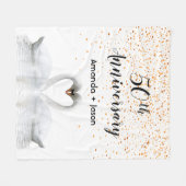 50周年結婚白鳥の恋 フリースブランケット (正面(横))