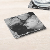50周年結婚記念カスタム写真 スクエアペーパーコースター (アングル)