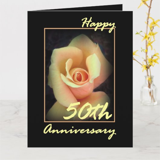 50周年結婚記念カード 黄色のバラ LARGE カード (黄色い花)