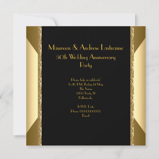 50周年結婚記念デコゴールドゴールド2 招待状 (裏面)