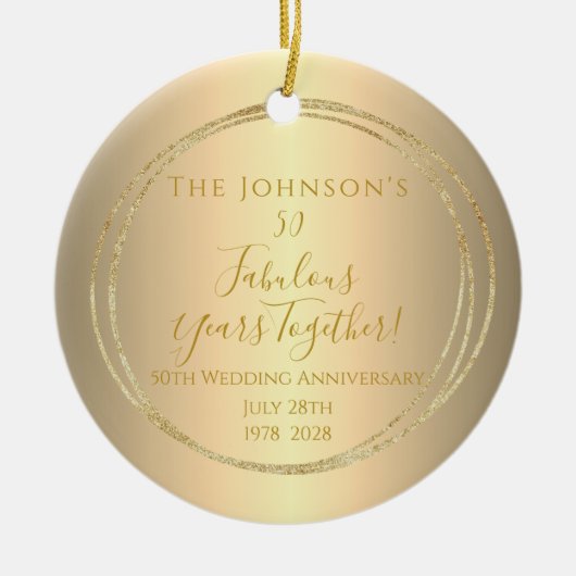 50周年結婚記念パーソナライズされた セラミックオーナメント (正面)