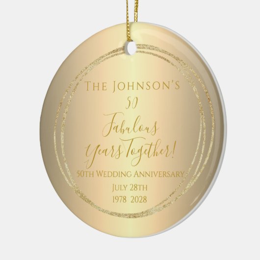 50周年結婚記念パーソナライズされた セラミックオーナメント (左)