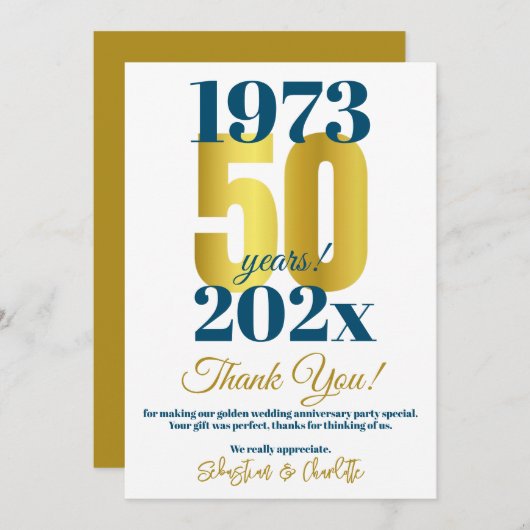 50周年結婚記念パーティー感謝 サンキューカード (正面/裏面)